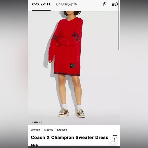 Coach X Champion collab Red Sweater Dress - Picture 1 of 10